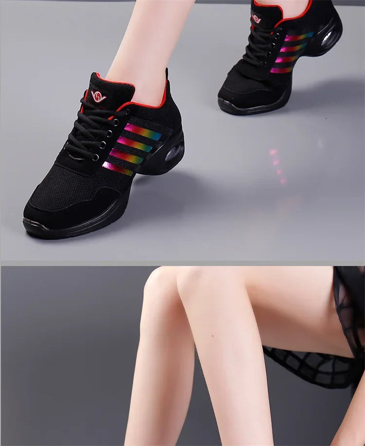 Summer Mesh Dance Shoes – Women’s Square Fitness & Running Sneakers