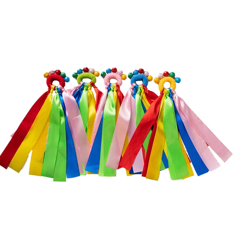 1Pc Cheerleading Wrist Pompom – Elastic Dance & Sports Ribbon Bracelet