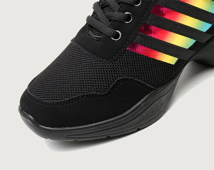 Summer Mesh Dance Shoes – Women’s Square Fitness & Running Sneakers