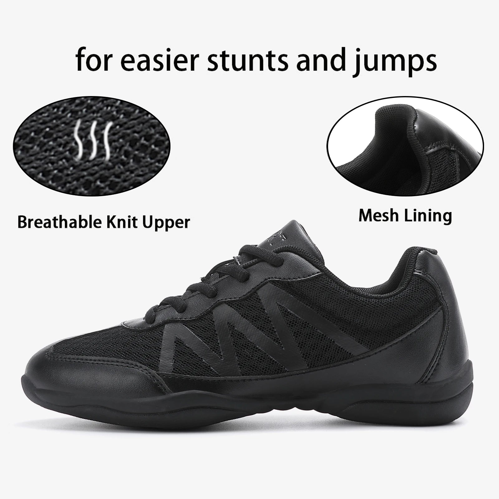 New Cheerleading & Dance Shoes – Kids & Women’s Competitive Aerobics White Jazz Sneakers