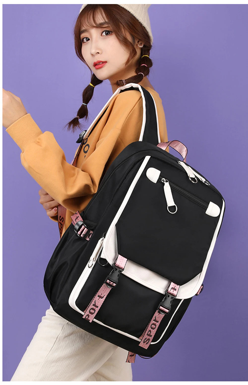 Watercolor Gymnastics School Backpack – Pink Bag for Girls, Teens & Kids