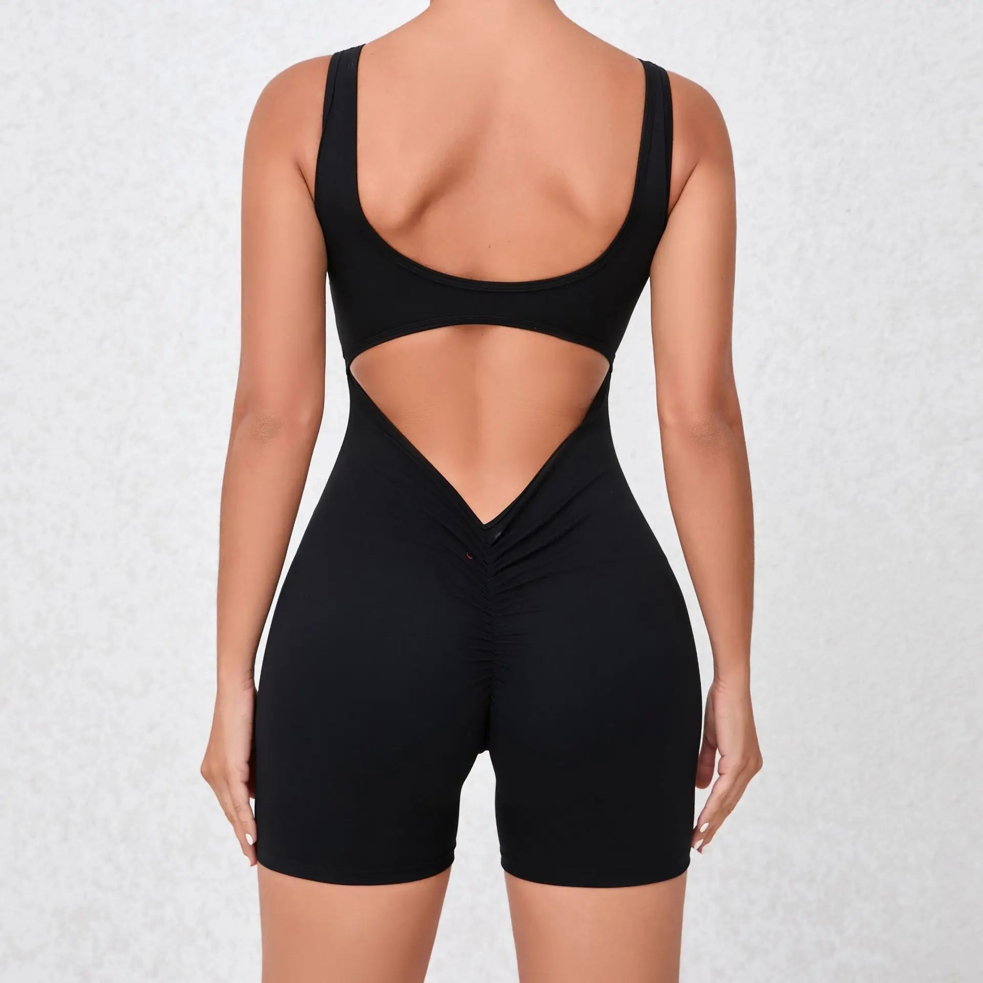 Women’s Backless Yoga Jumpsuit – One-Piece Bodycon Workout Romper