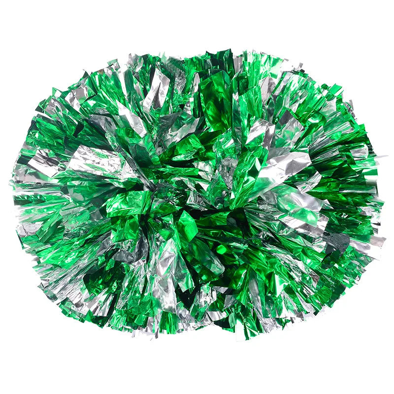 Colorful Handle Cheerleading Pom Poms – Big Silver, Red, Yellow & Blue Dance Balls for Kids & Women