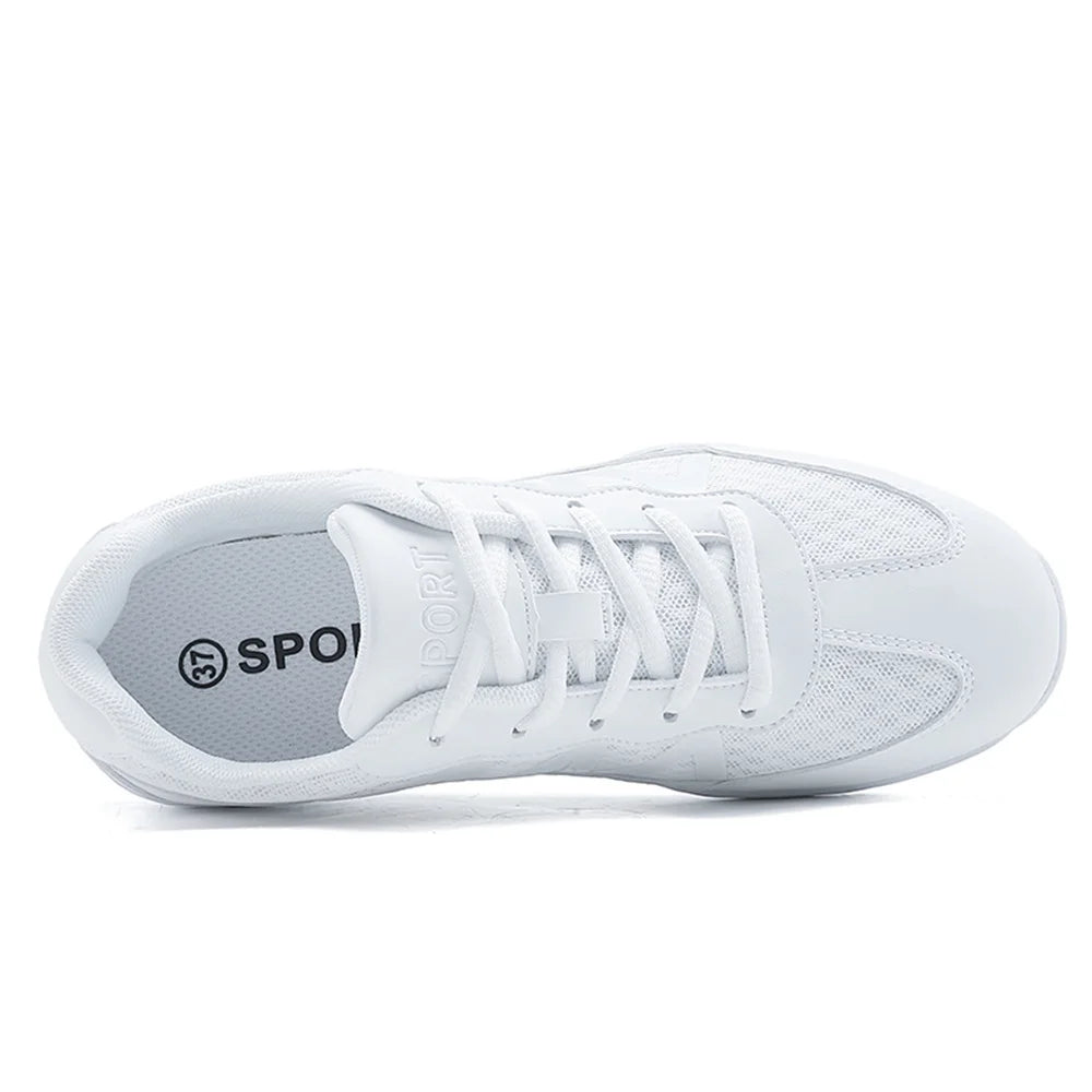 BAXINIER Girls White Cheer Shoes Trainers  Breathable Training Dance Tennis Shoes Lightweight Youth Cheer Competition Sneakers