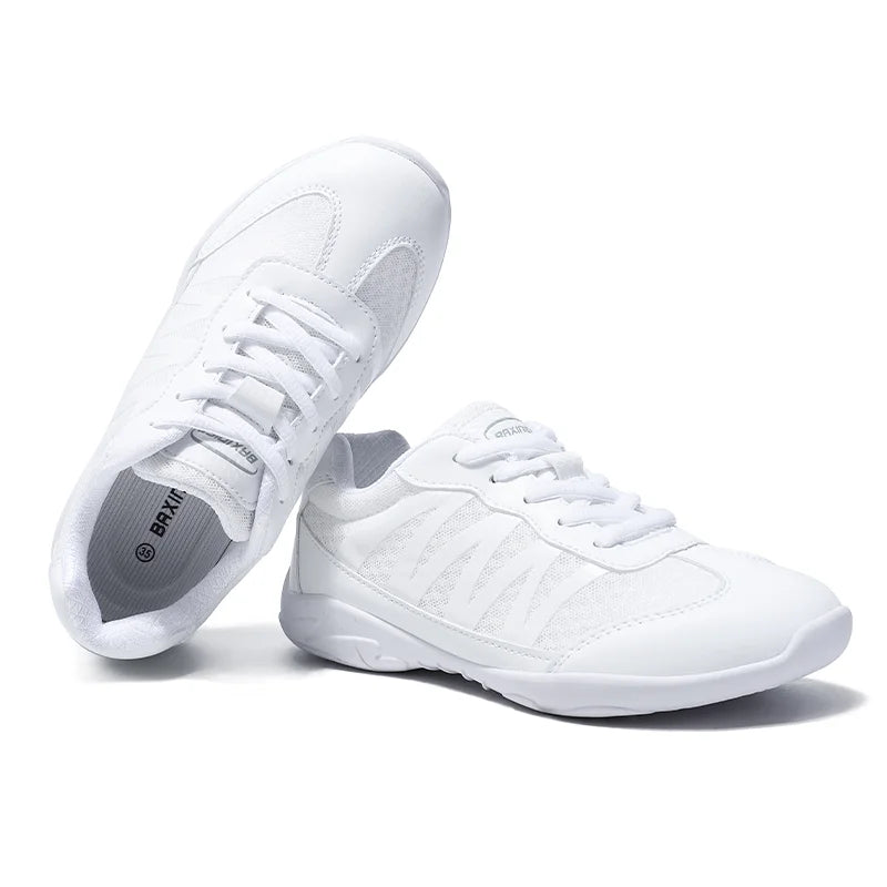 BAXINIER Girls White Cheer Shoes Trainers  Breathable Training Dance Tennis Shoes Lightweight Youth Cheer Competition Sneakers