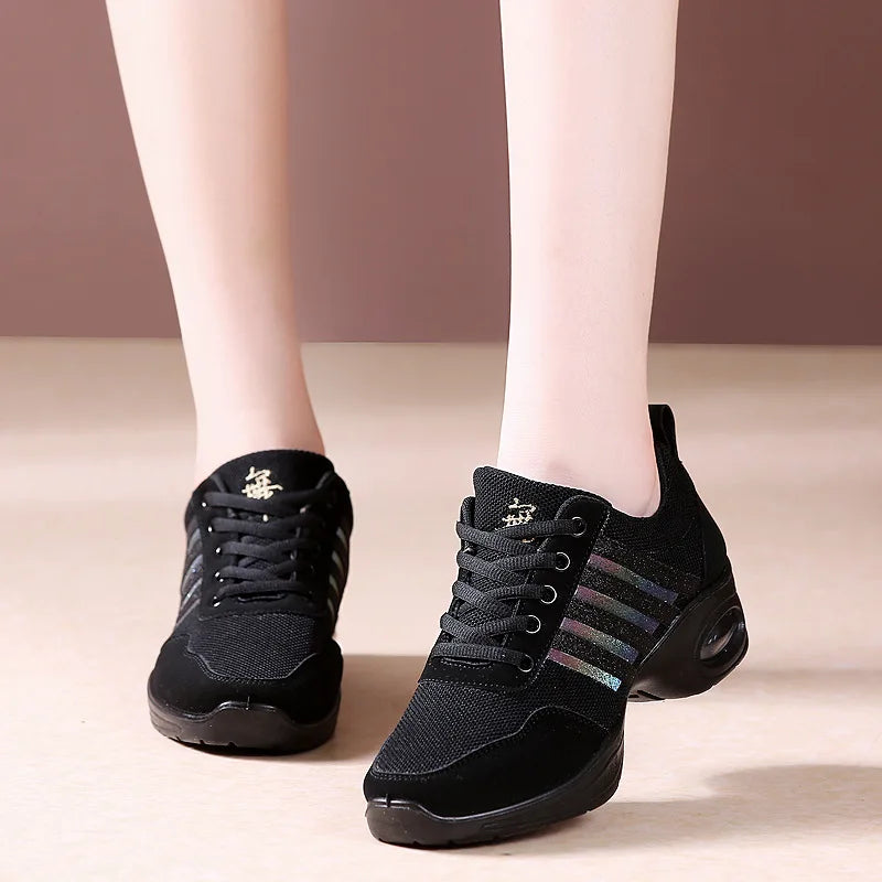 Summer Mesh Dance Shoes – Women’s Square Fitness & Running Sneakers