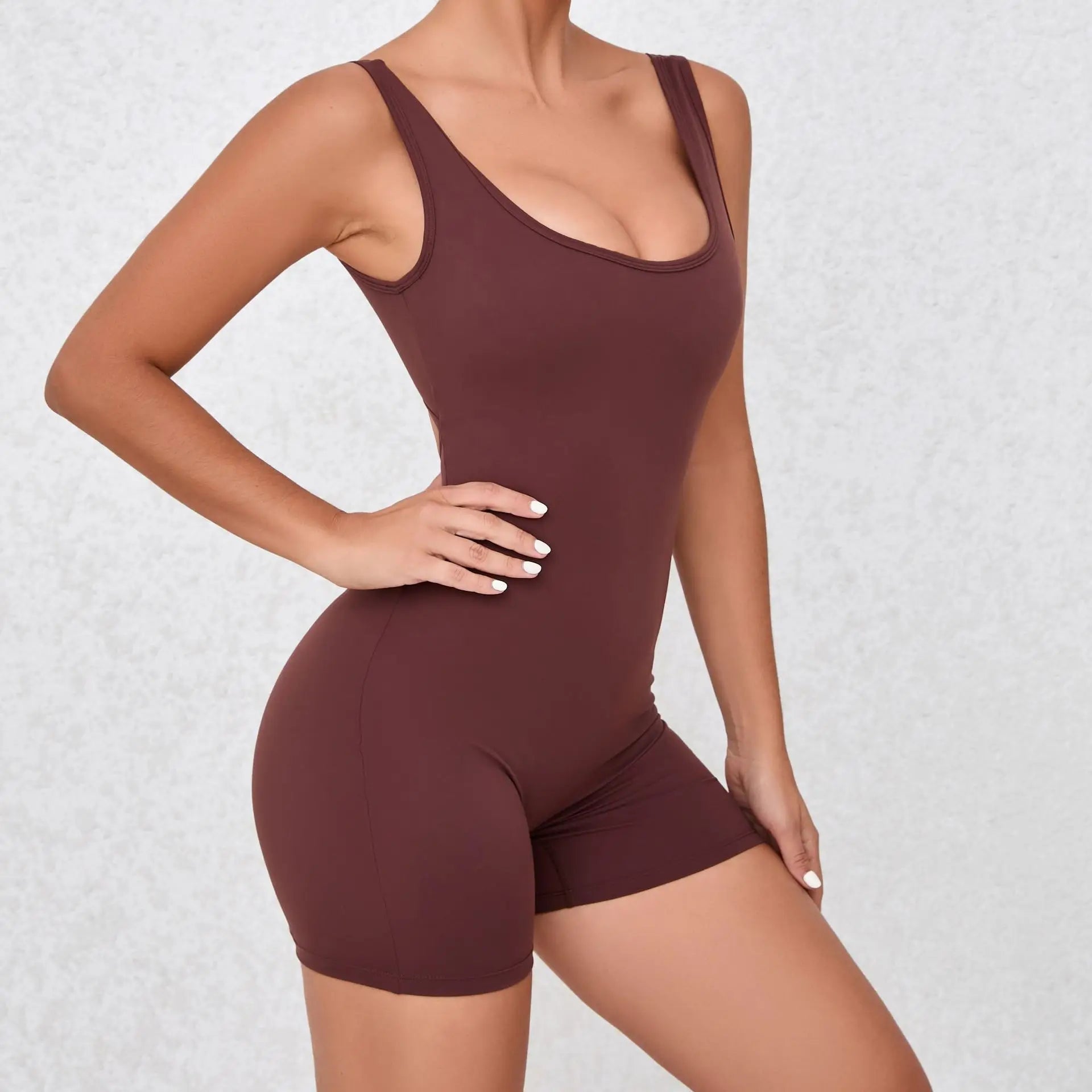 Women’s Backless Yoga Jumpsuit – One-Piece Bodycon Workout Romper