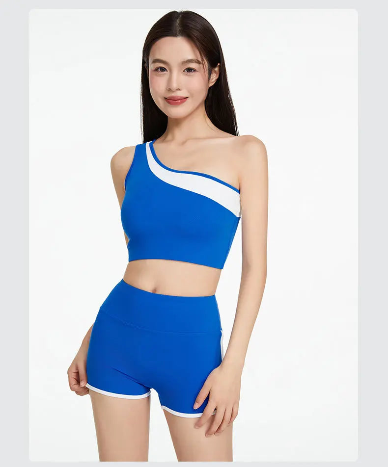 VigoBreviya 2025 Women's One-Shoulder Yoga Set – 2-Piece Quick-Dry Fitness Outfit
