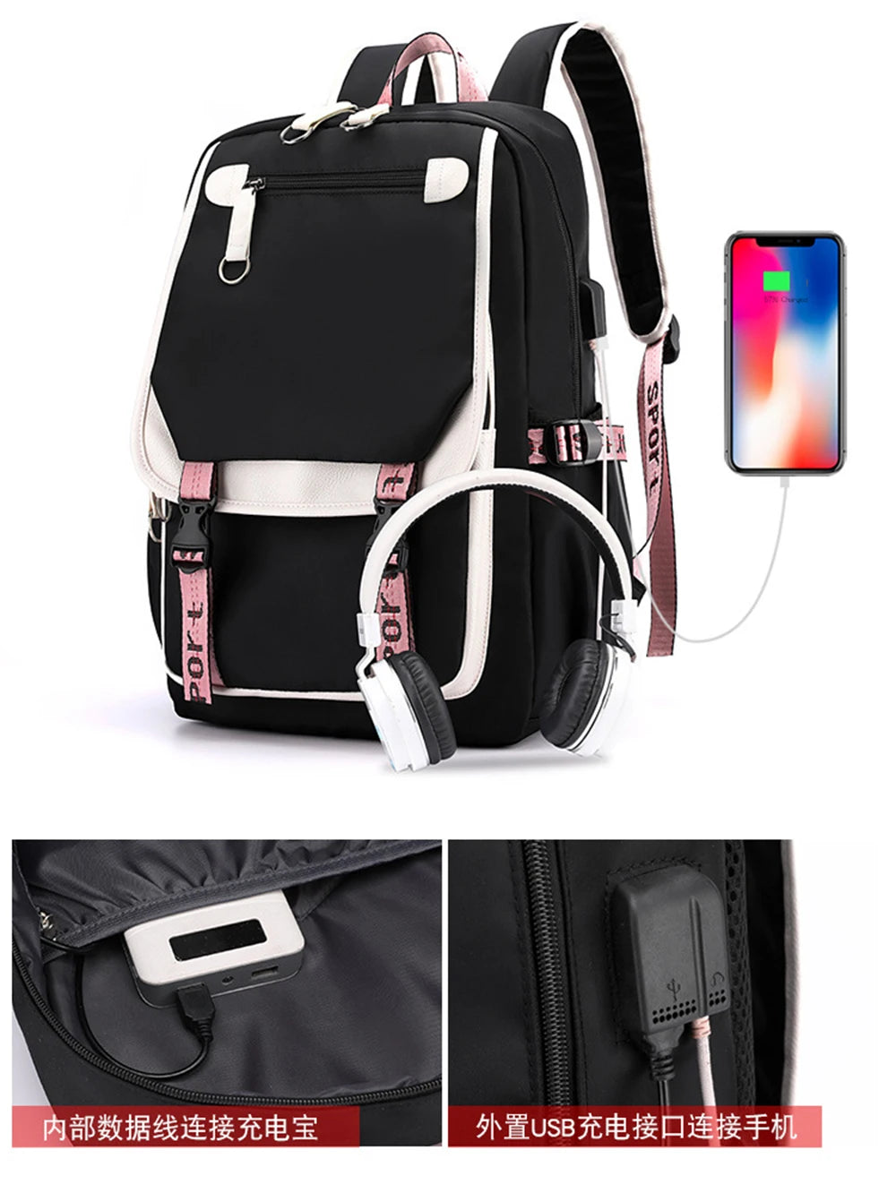 Watercolor Gymnastics School Backpack – Pink Bag for Girls, Teens & Kids