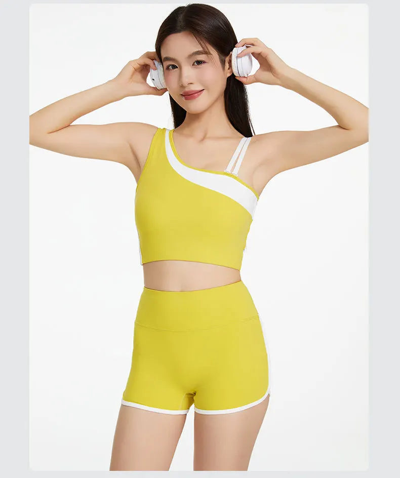 VigoBreviya 2025 Women's One-Shoulder Yoga Set – 2-Piece Quick-Dry Fitness Outfit